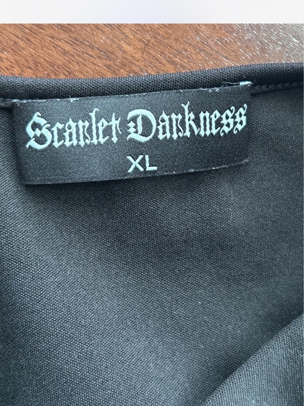 Scarlet Darkness Goth Whimsigoth Ren Fair Black faux leather midi dress XL - Picture 5 of 6